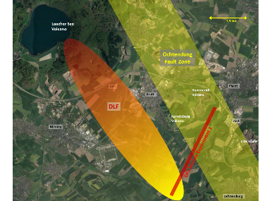 Karte des Gebiets südöstlich des Vulkans Laacher See